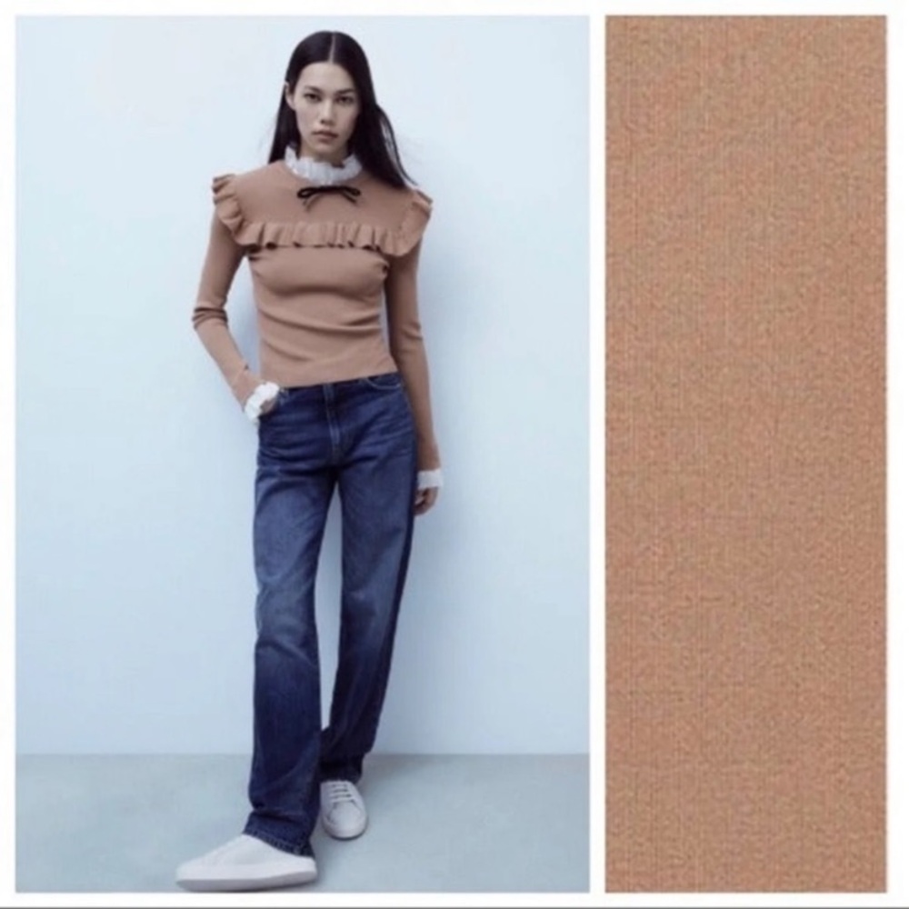 Zara Combination Knit Ruffled Sweater - Picture 8 of 8